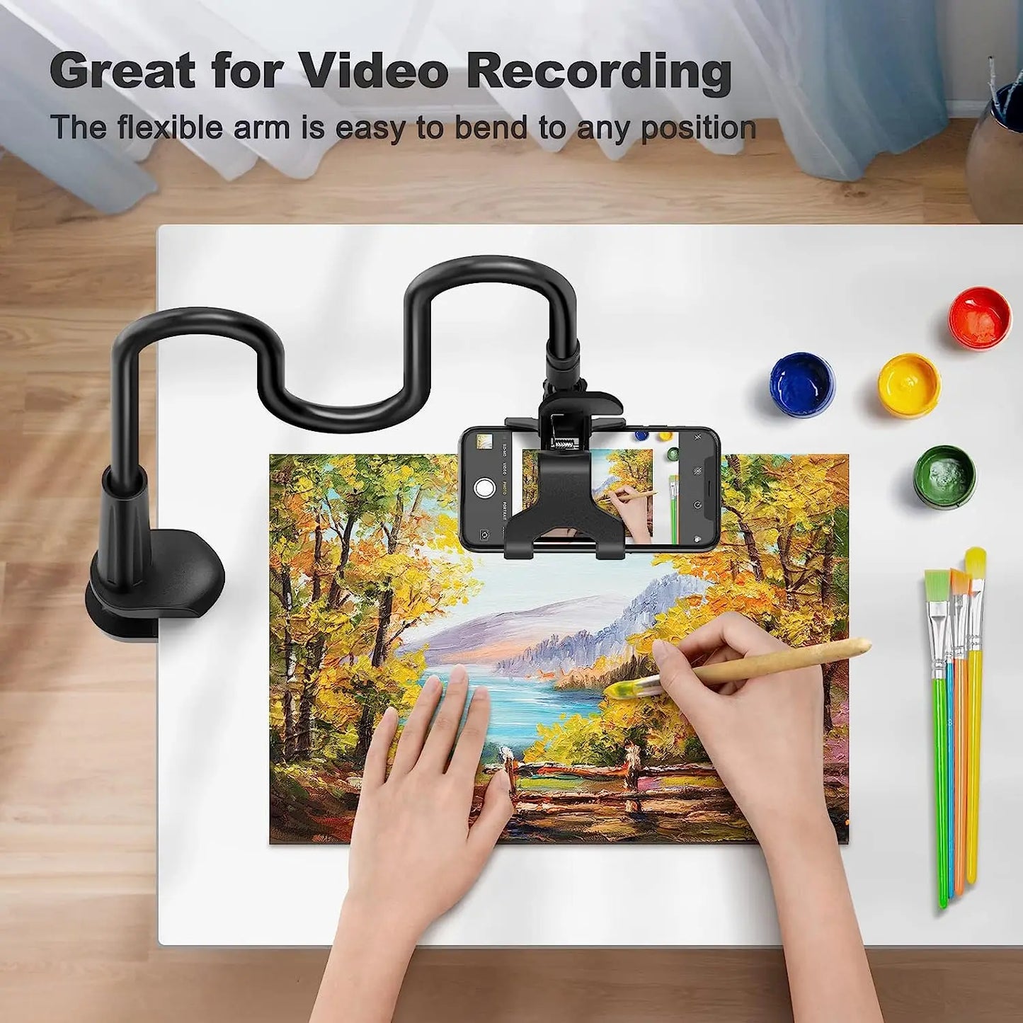 VoltZen™ 80cm Flexible Lazy Arm Phone Holder – 360° Adjustable Clamp Mount for Bed, Desk & Car