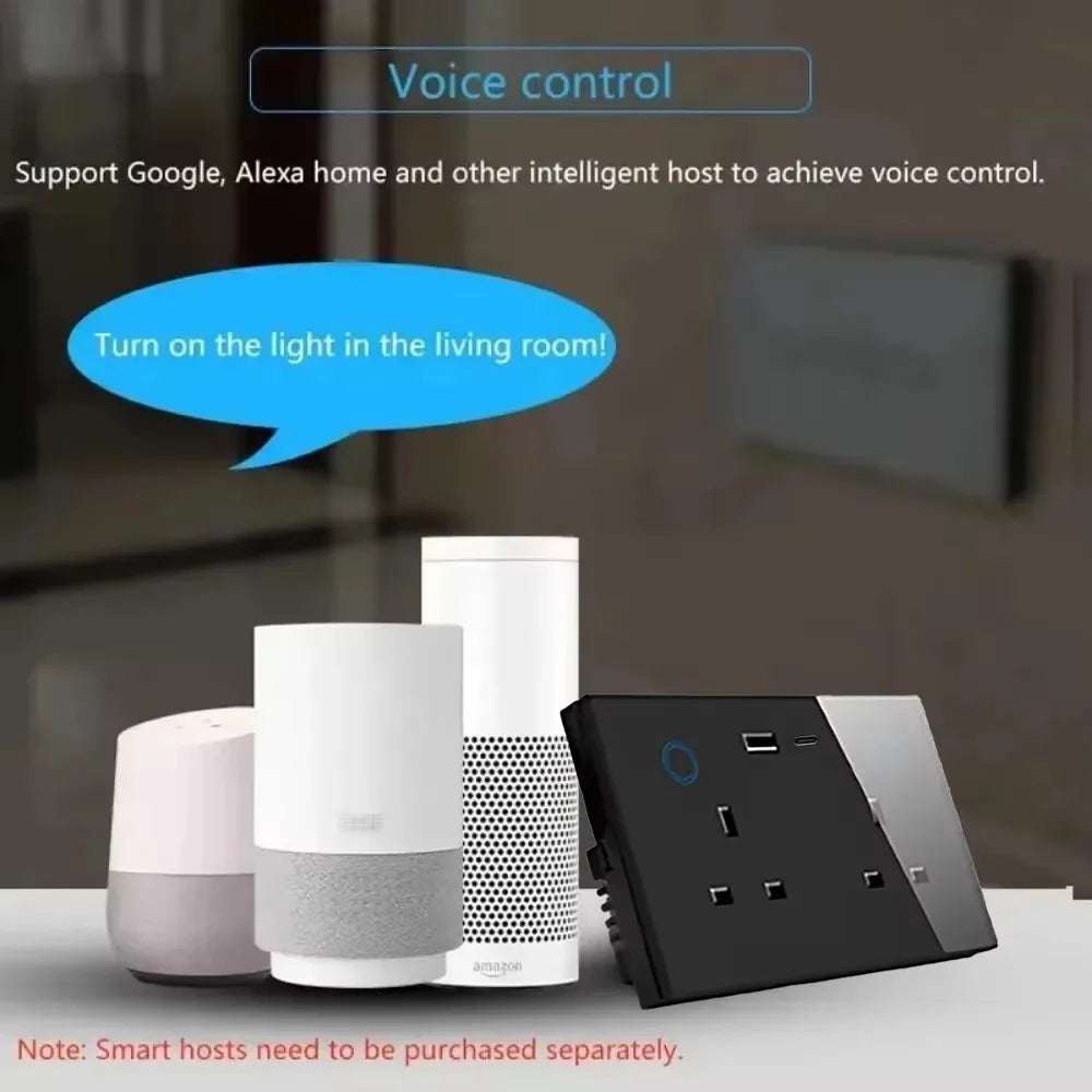 VoltZen™ Smart Dual UK Wall Socket | Zigbee + USB Type-C | Voice Control & Power Monitoring