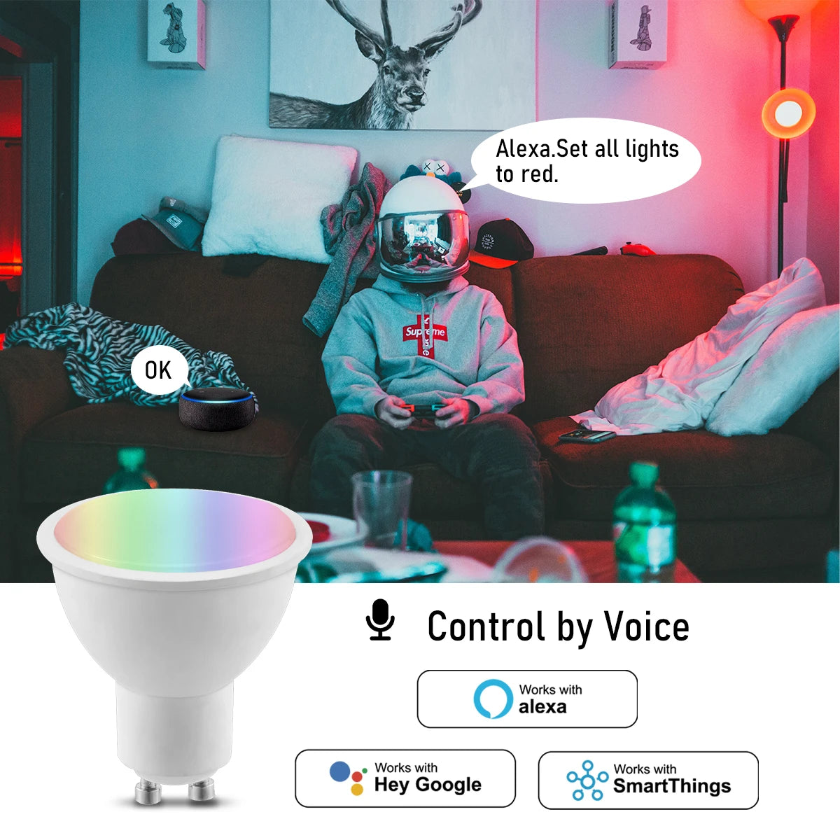 VoltZen™ Smart GU10 Spotlight Bulb | WiFi RGB + White | Dimmable | Alexa & Google Compatible