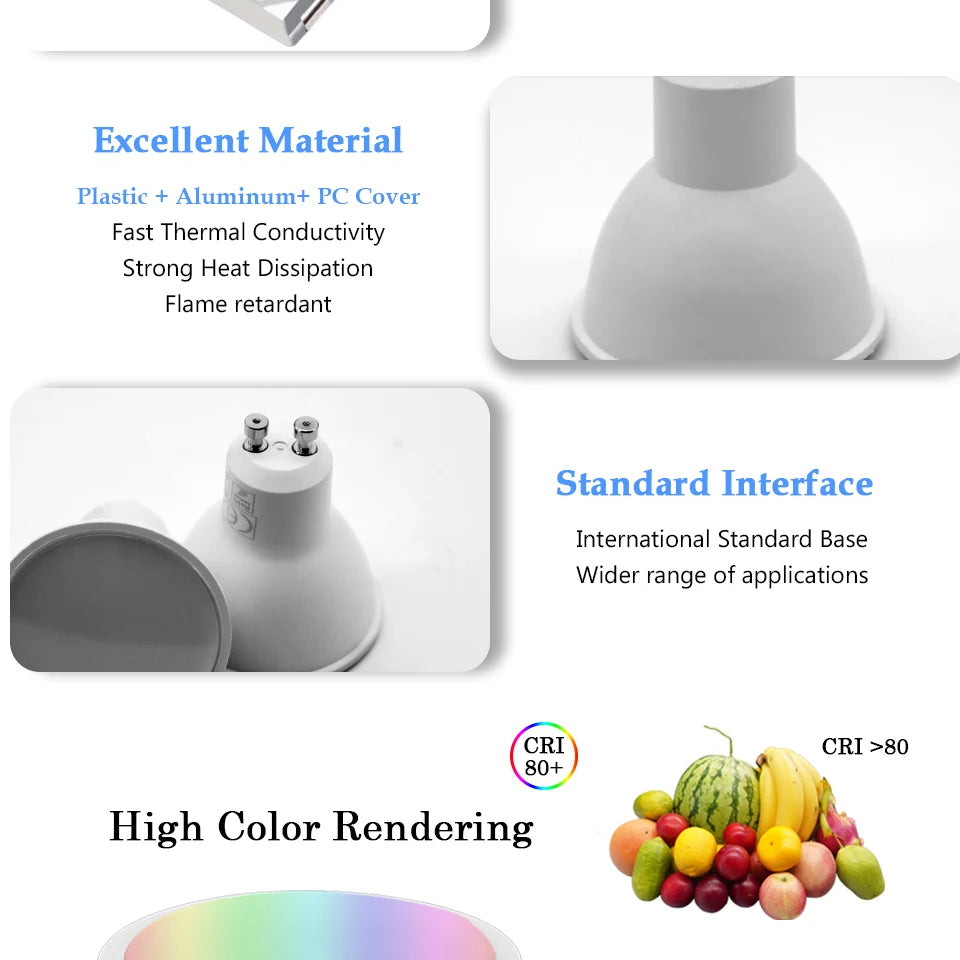 VoltZen™ Smart GU10 Spotlight Bulb | WiFi RGB + White | Dimmable | Alexa & Google Compatible