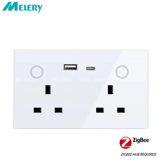 VoltZen™ Smart Dual UK Wall Socket | Zigbee + USB Type-C | Voice Control & Power Monitoring