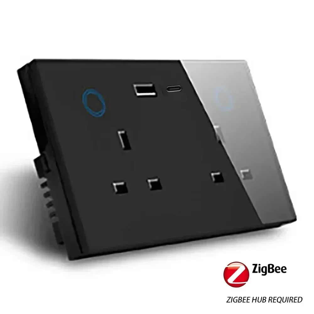 VoltZen™ Smart Dual UK Wall Socket | Zigbee + USB Type-C | Voice Control & Power Monitoring